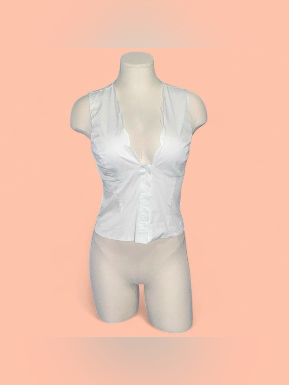 Lulu's White Sleeveless Button-Front Bustier Chemise Top